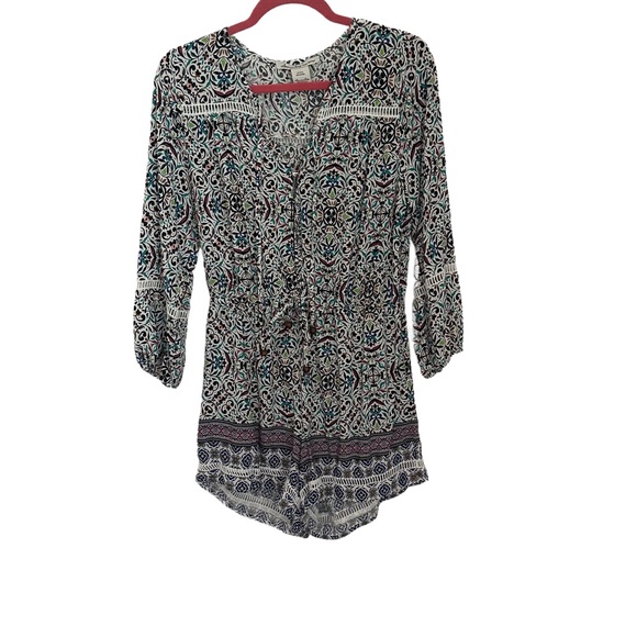 AMERICAN RAG Floral Print 3/4 Sleeve Women's Romper Size Medium‎ NICE!! - Picture 2 of 9